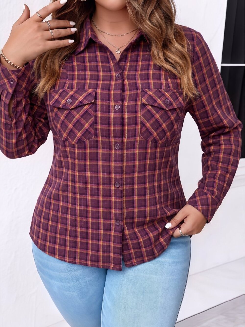 CAbi Autumn Style #4790 Plaid Button-Front Shirt